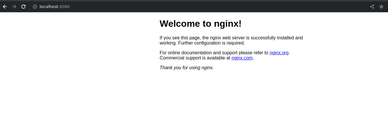 nginx default welcome page in k8s
